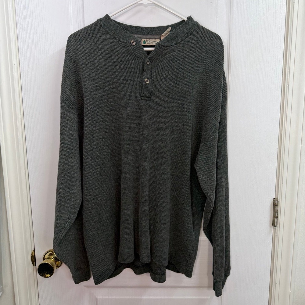 Vintage Northwest Territory waffle knit cotton thermal long sleeve casual shirt